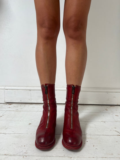 GUIDI RED ZIP UP BOOTS (EU 37) | DEFAULT TITLE, Red