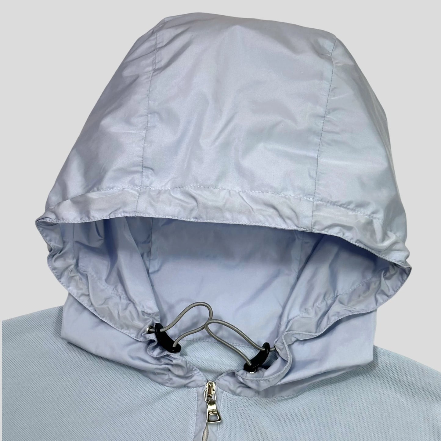 Prada Sport SS00 Baby Blue Mesh Cropped Technical Hoodie - M