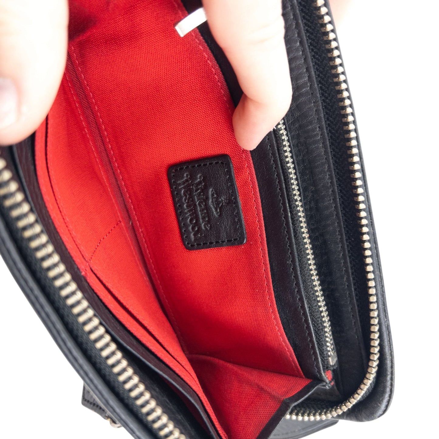 Vintage 2000s Vivienne Westwood Embossed Orb Leather Purse | O/S, Black