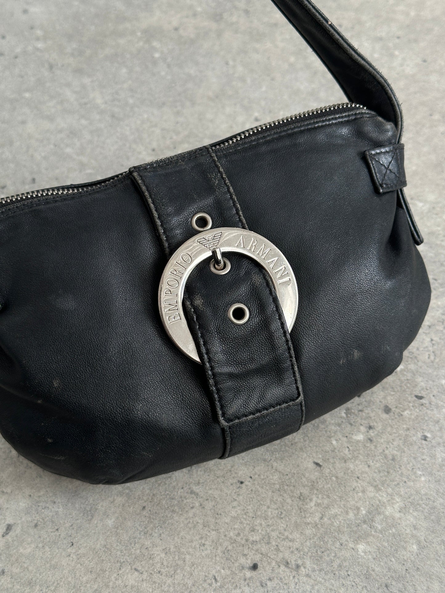 Emporio Armani 2000s Aged Leather Shoulder Bag
