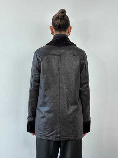 Kenneth Cole 90s Reversible Leather & Velvet Jacket - M