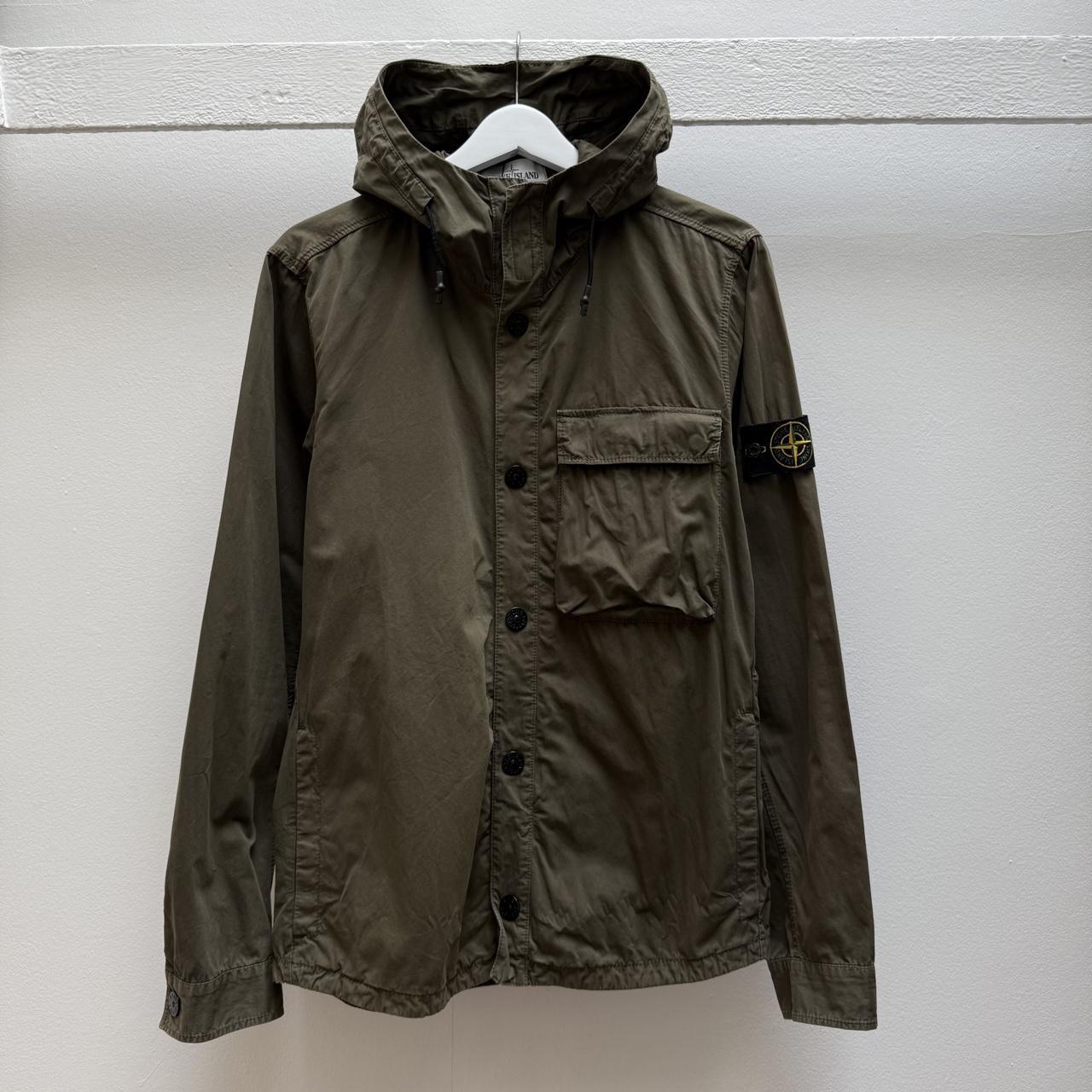 Stone Island Canvas Hooded Over Shirt (L) | Large, Green