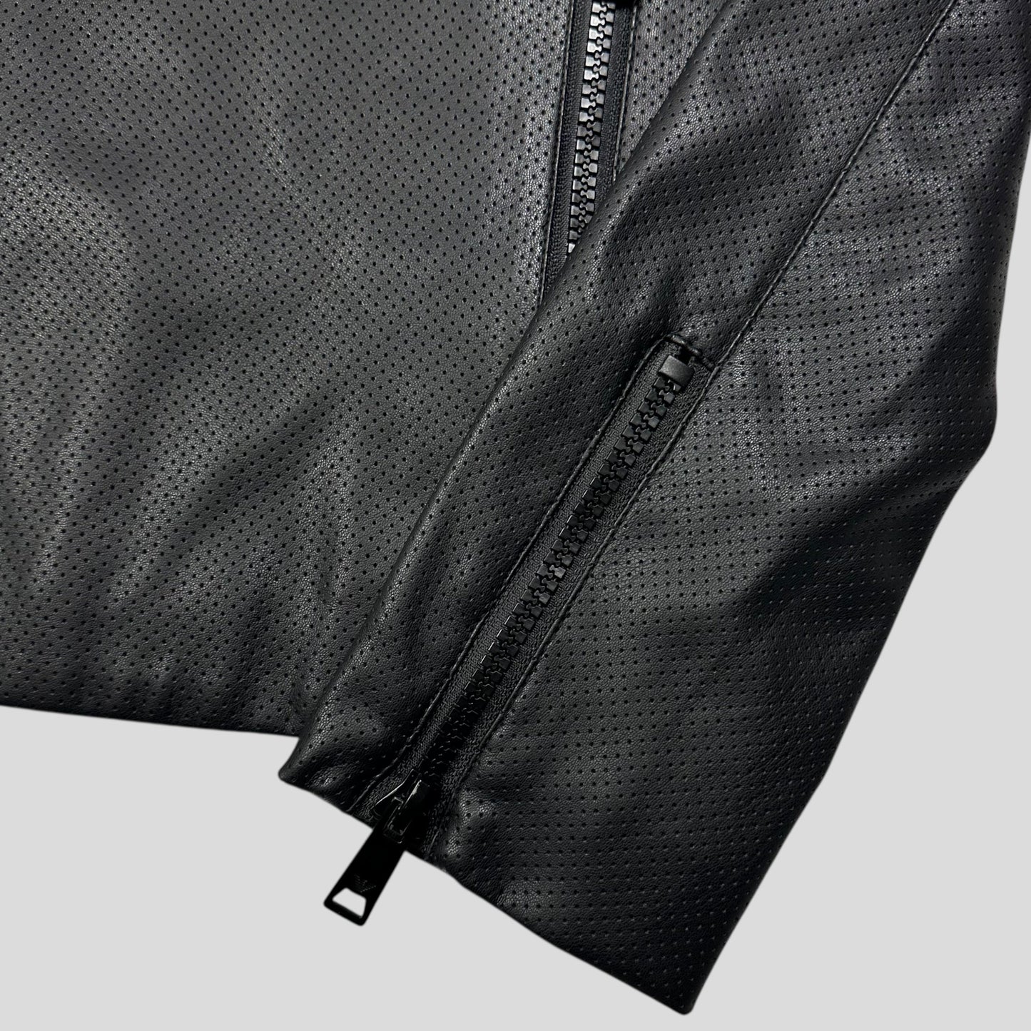 Emporio Armani Perforated Vinyl Mesh Lined Moto Jacket - IT52 (M) | Default Title, Black