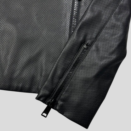 Emporio Armani Perforated Vinyl Mesh Lined Moto Jacket - IT52 (M) | Default Title, Black