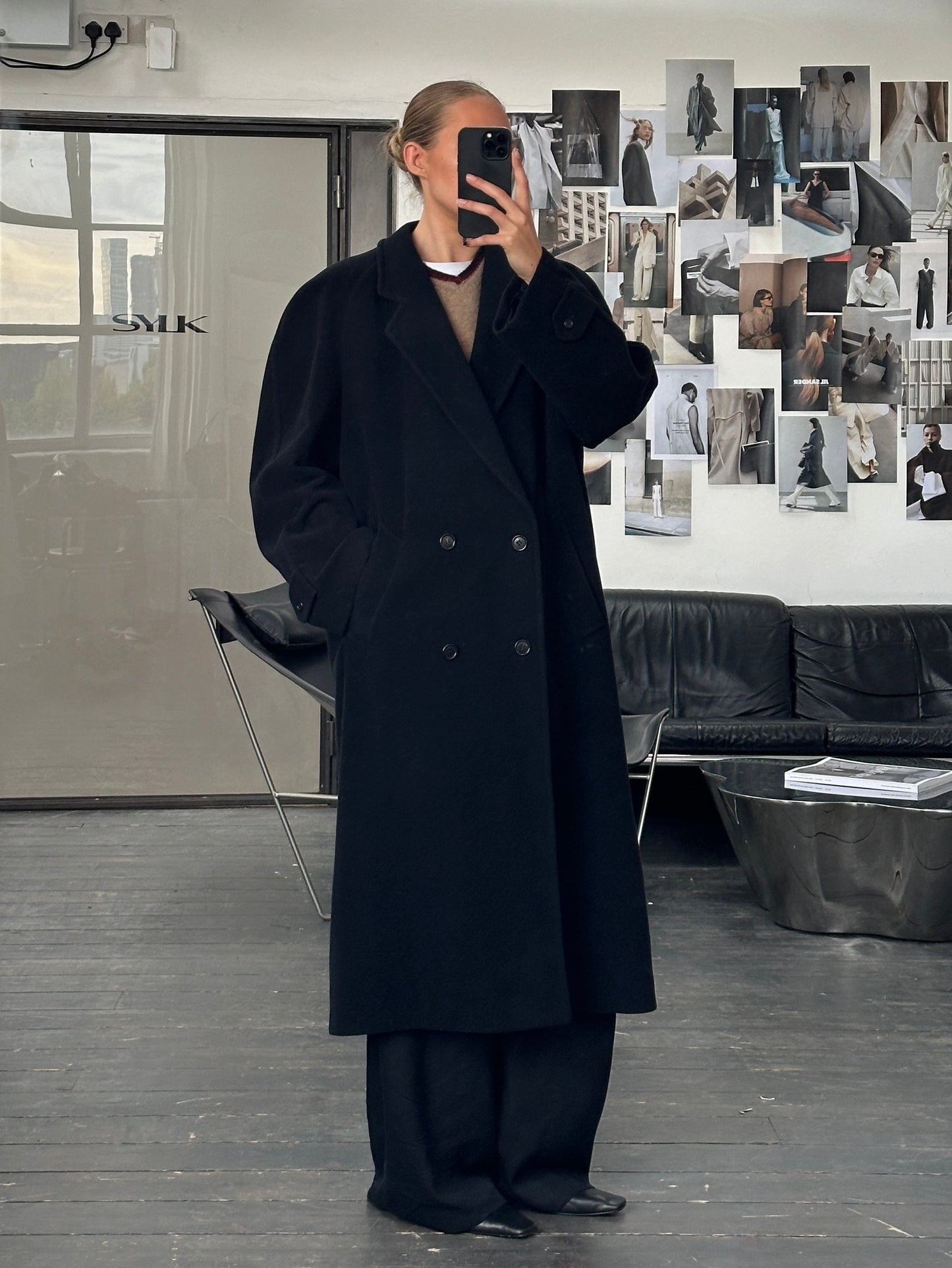 Vintage 1990s Wool Cashmere Double Breasted Coat - XL