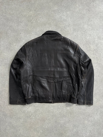 London Fog 1990s Distressed Leather Jacket - L