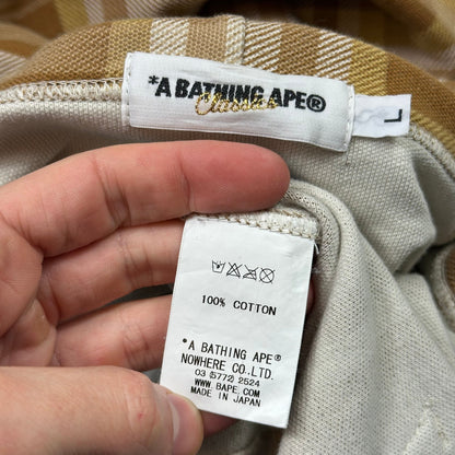 Bape 00’s Plaid Tartan Caramel Latte Cotton Zip-up Hoodie - L