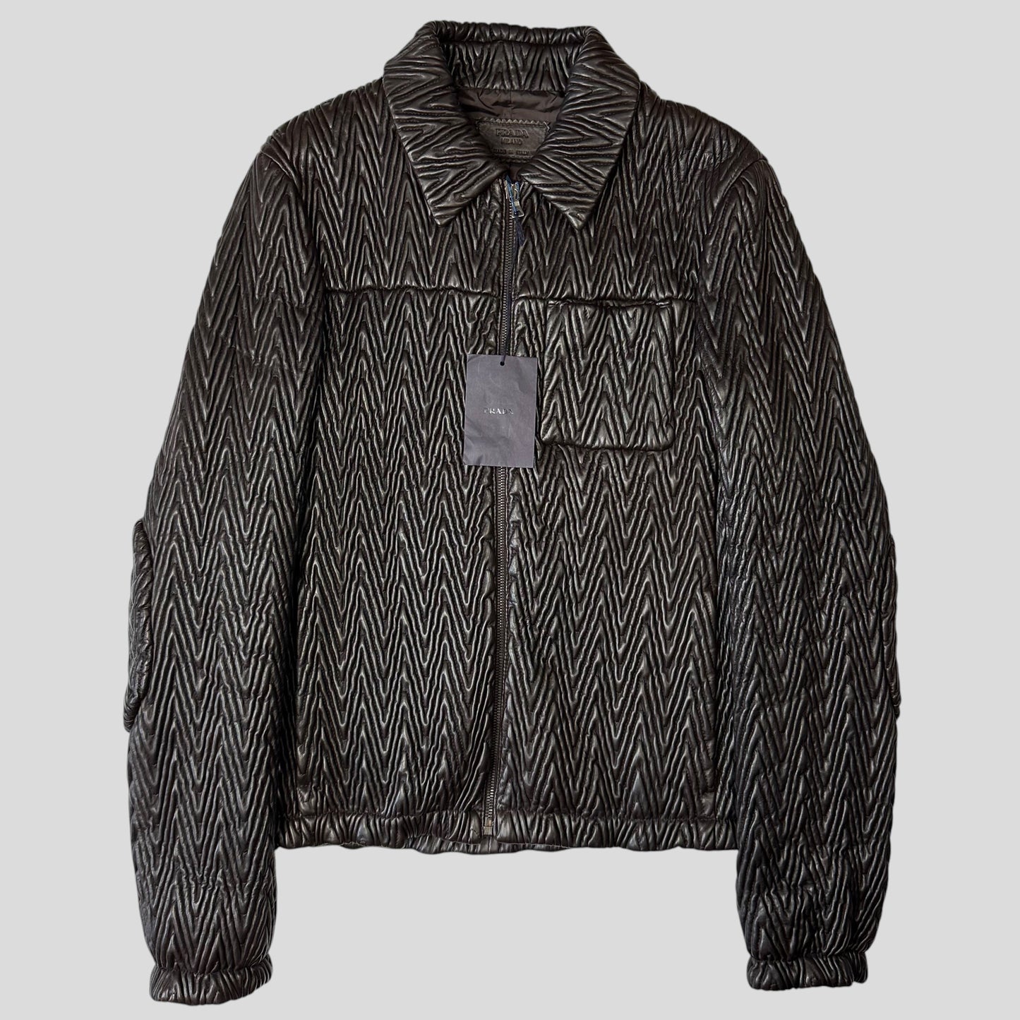 Prada Milano 2006 Runway 3D Ruched Leather Zigzag Jacket - IT48 | Default Title, Multicoloured