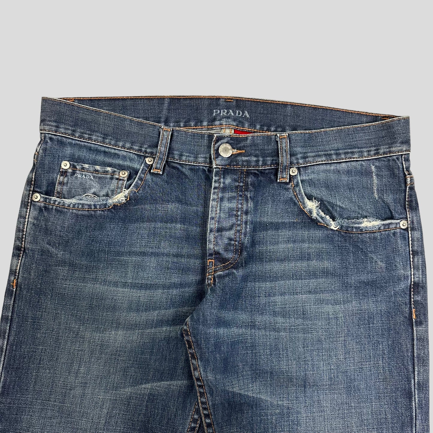 Prada Sport 2006 Blue Logo Denim Jeans - 32-34