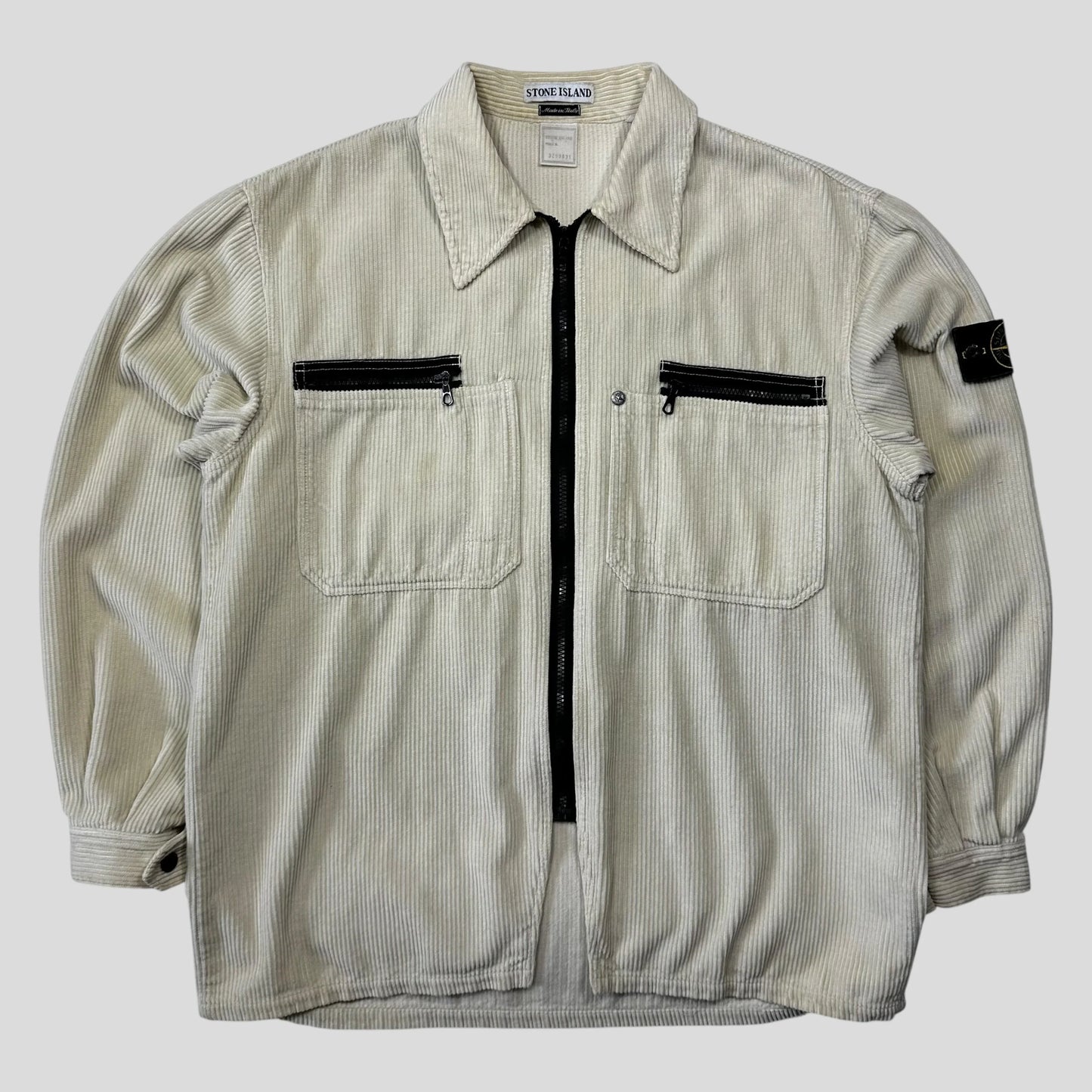 Stone Island 1995 Double Pocket Zip-Up Jumbo Corduroy Shirt - M/L