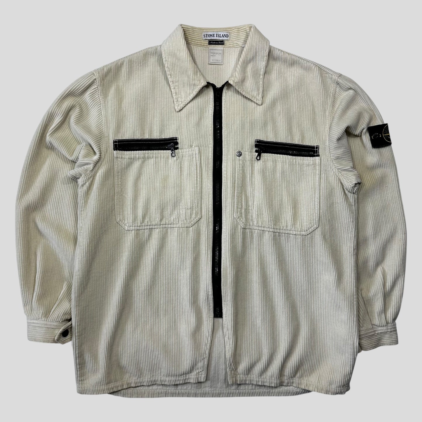 Stone Island 1995 Double Pocket Zip-Up Jumbo Corduroy Shirt - M/L | Default Title, Cream