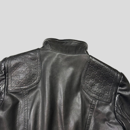 Gucci by Tom Ford 2003 GG Monogram Leather Belted Jacket - IT42