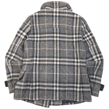Vintage 2000s Burberry Nova Check Wool Duffle Jacket Womens Size M | O/S, Grey