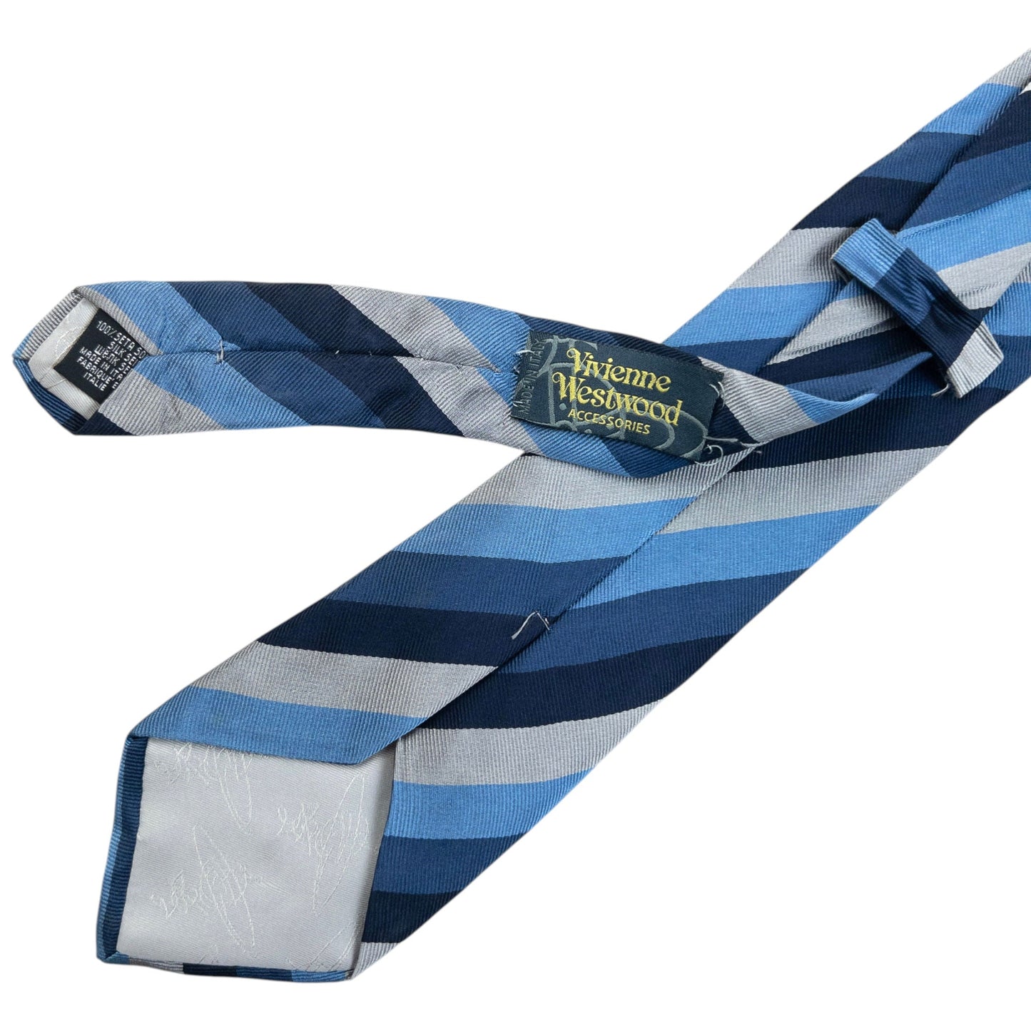 Vintage 90s Vivienne Westwood Striped Silk Tie | O/S, Blue