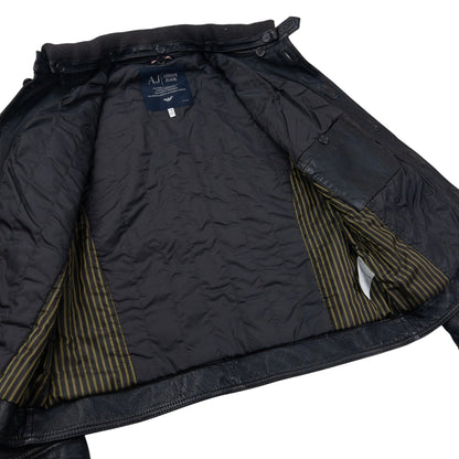 Vintage 2000s Armani Jeans Button Up Leather Jacket Size M