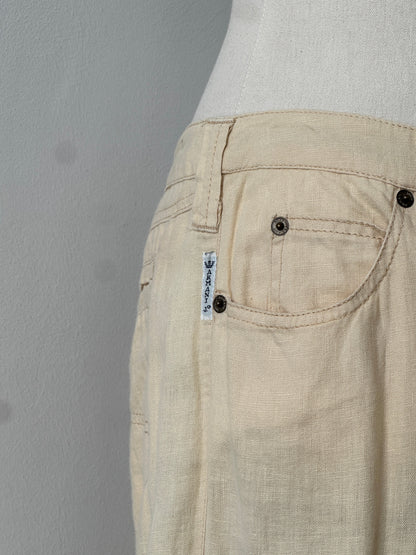 Armani Jeans 1990s Pure Linen Bootcut Leg Trousers - W30