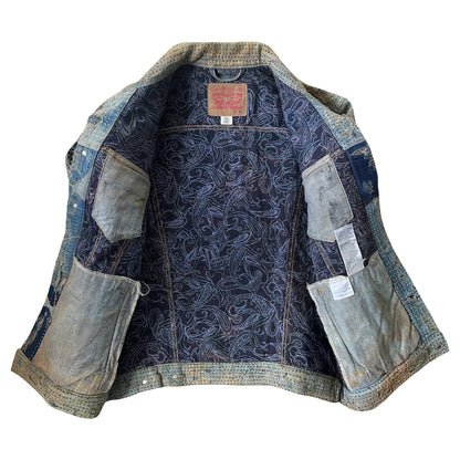 Boro Sashiko Distressed Denim Trucker Jacket - XL