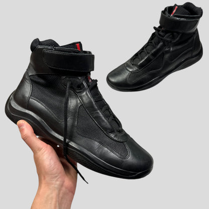 Prada Americas Cup 2009 Black Leather High Trainer - UK8/8.5