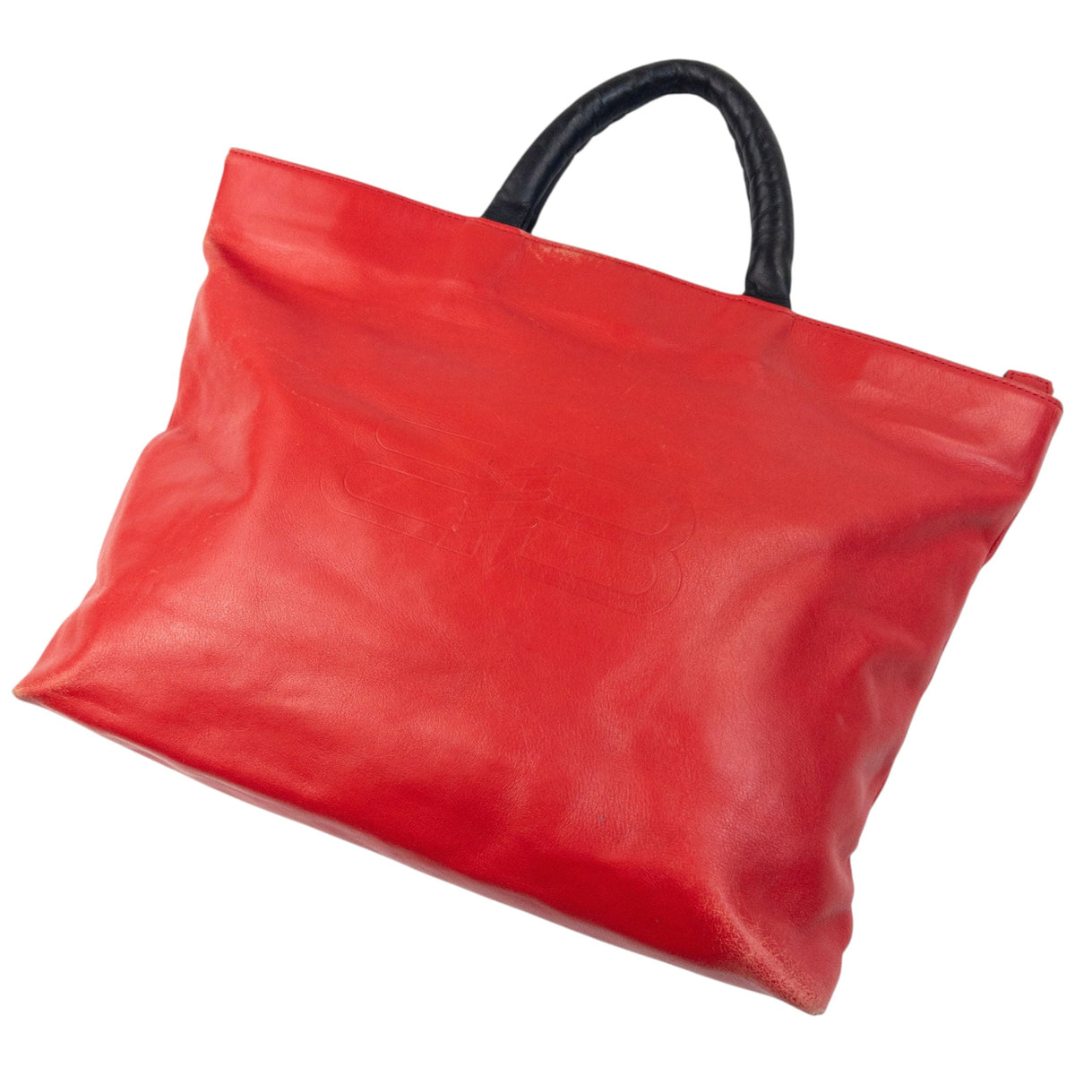 Vintage 90s Balenciaga Logo Leather Handbag | O/S, Red
