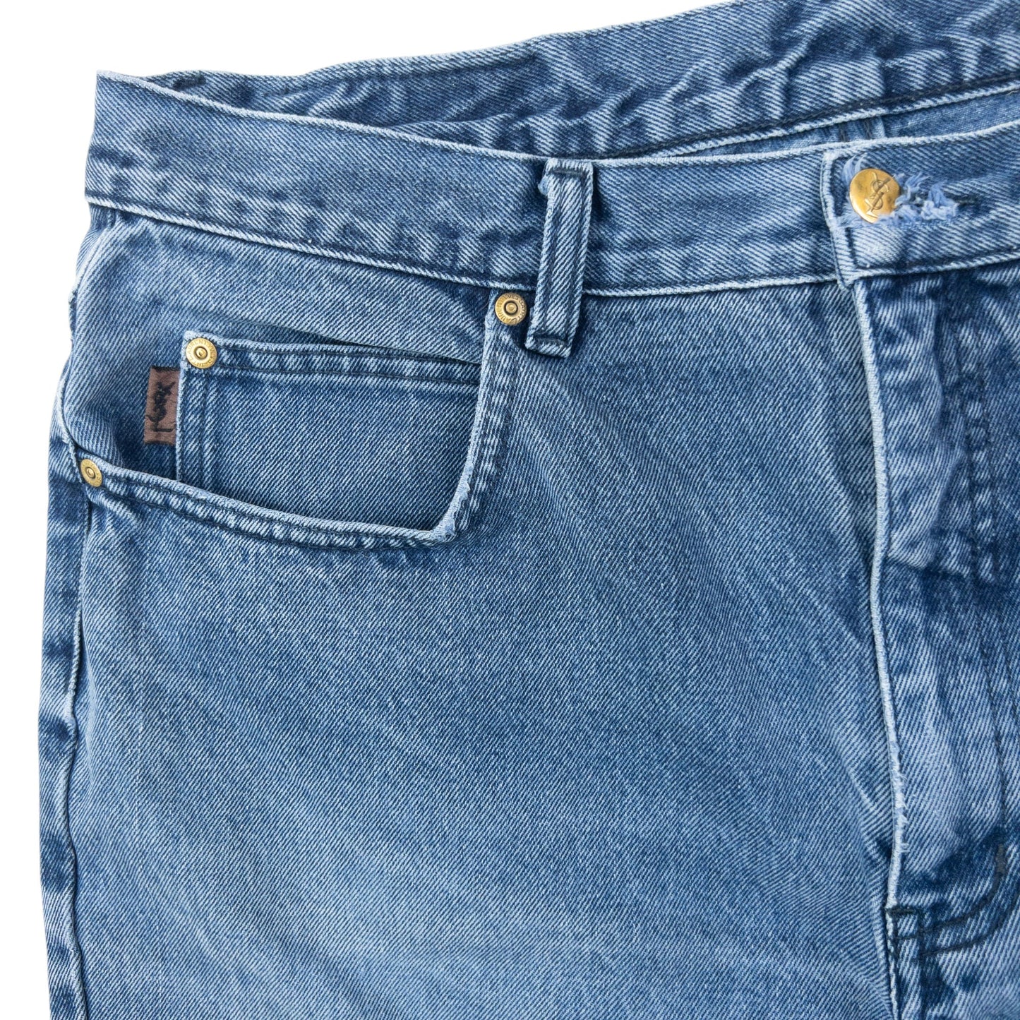 Vintage 2000s YSL Yves Saint Laurent Ripped Denim Jeans Size W35 | W35, Blue