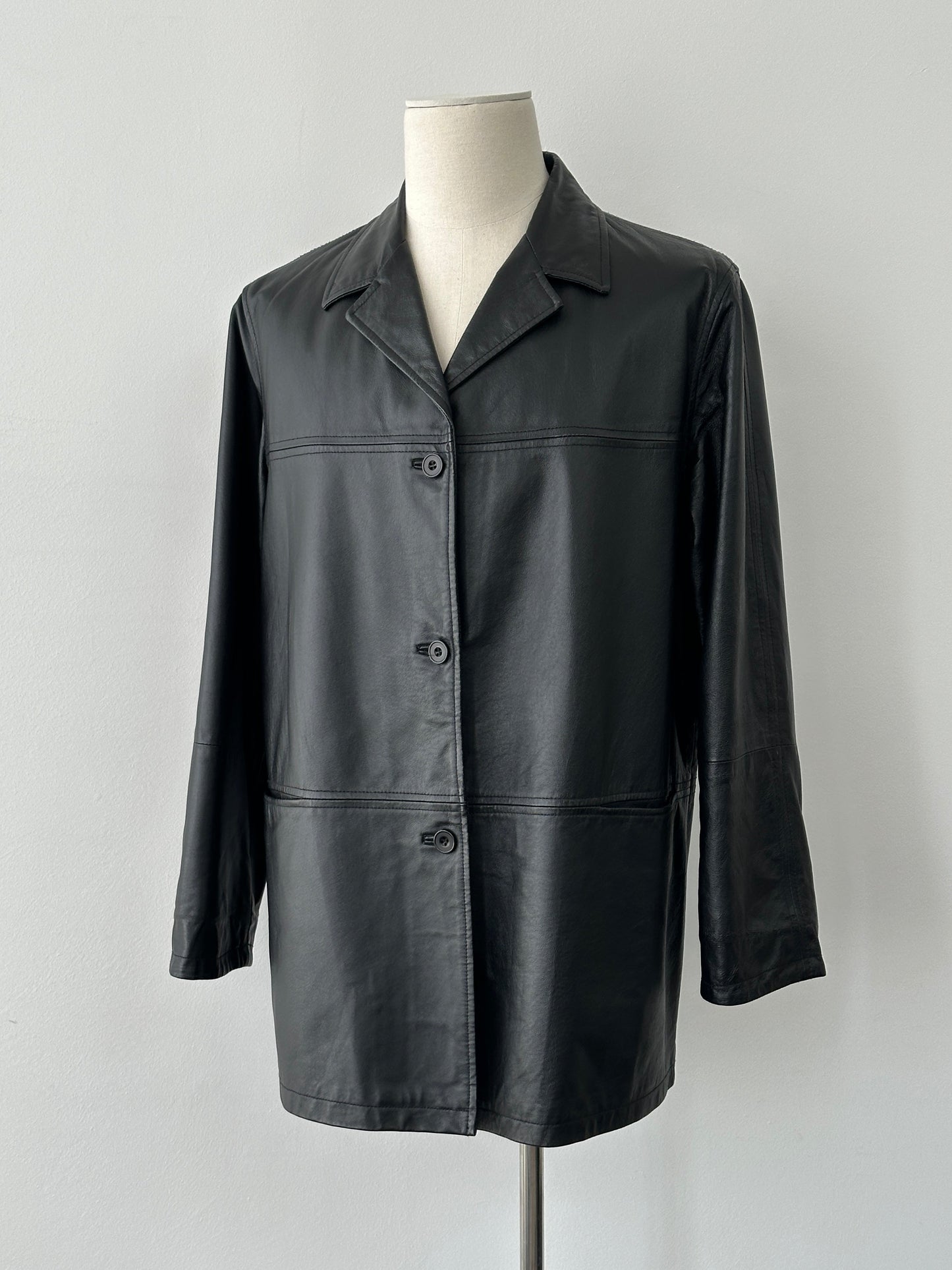 Vintage 1990s Single Breasted Leather Jacket - L