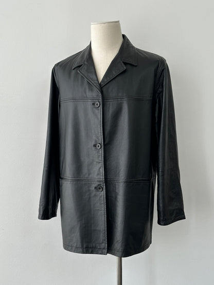 Vintage 1990s Single Breasted Leather Jacket - L