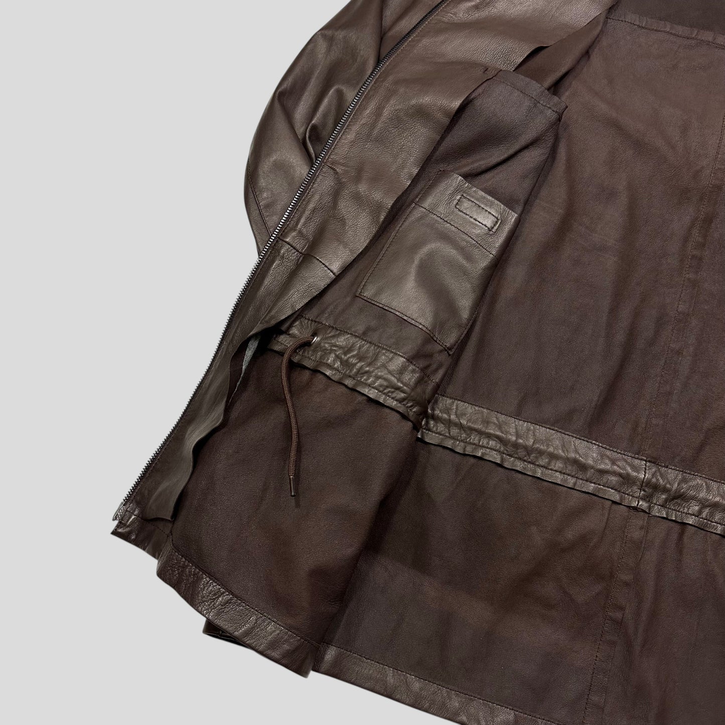 Prada Milano 00’s Nappa Leather Stash Pocket Hooded Jacket - L