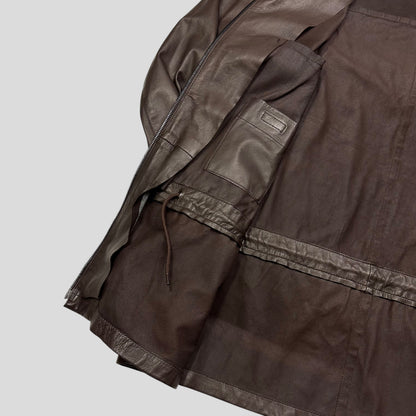 Prada Milano 00’s Nappa Leather Stash Pocket Hooded Jacket - L