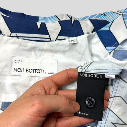 Neil Barrett 2023 Boxy Cuban Split Lightning Bolt Shirt - XL | Default Title, Blue