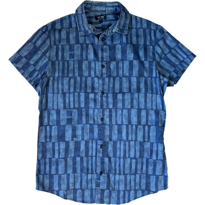 Armani Jeans 00’s All Over Print Short Sleeve Shirt M | Medium, Blue