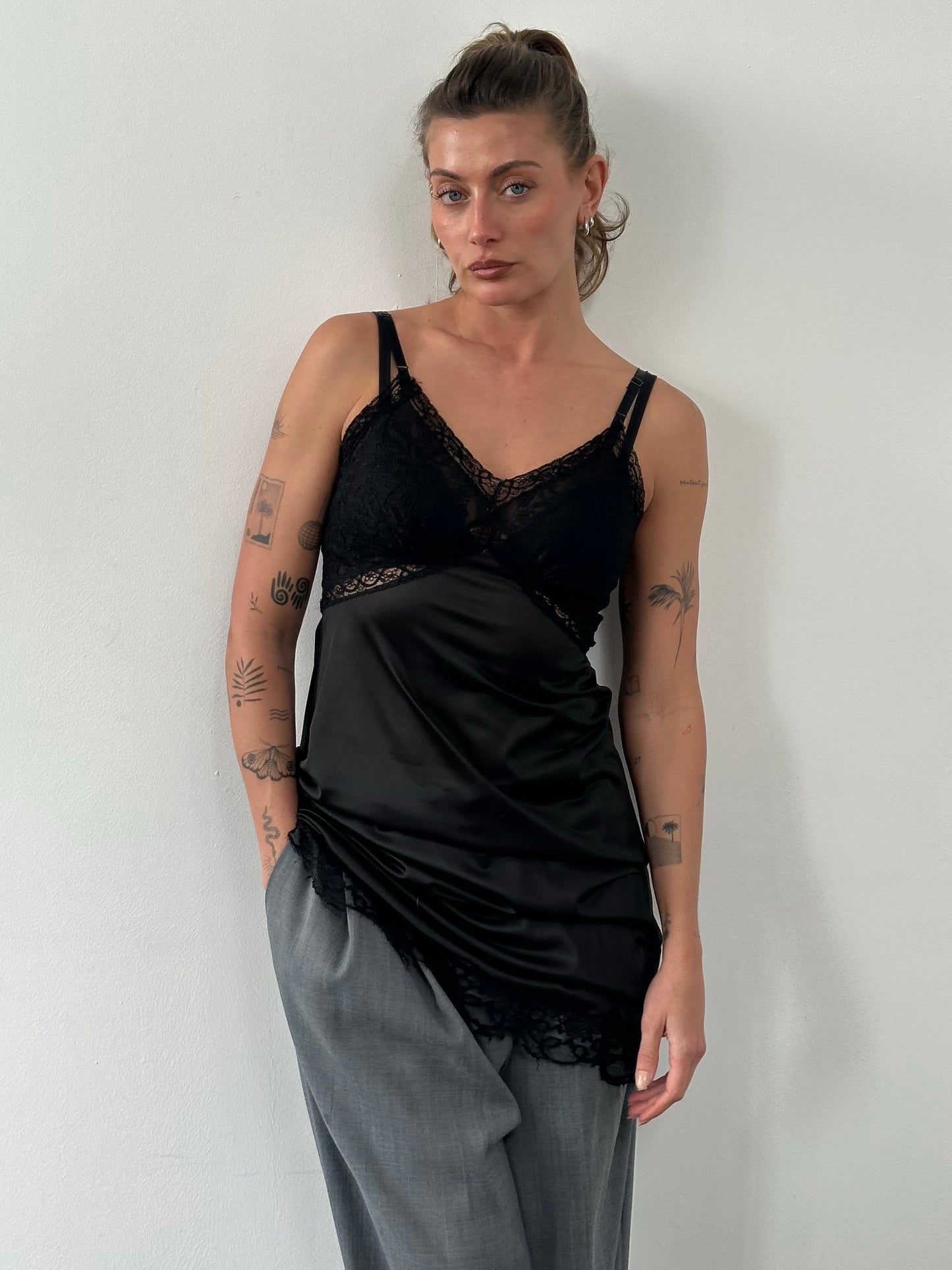 Vintage 1990s Sheer Lace Midi Dress - S