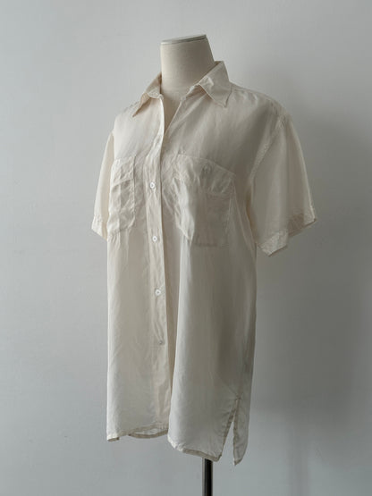 Vintage 1990s Pure Silk Short Sleeve Shirt - M