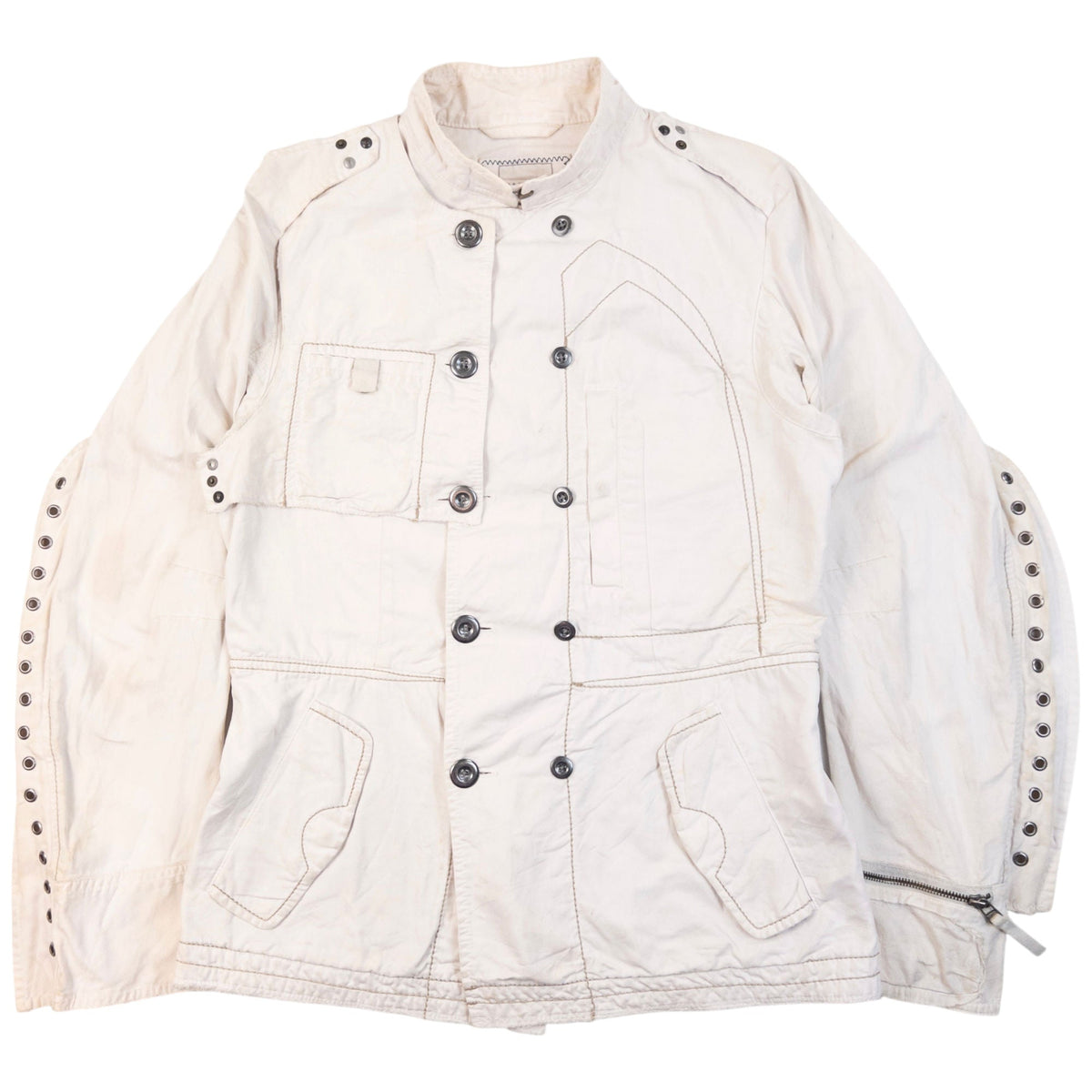 Vintage 2000s Marithe + Francois Girbaud Eyelet Jacket Womens Size L | Large, Cream