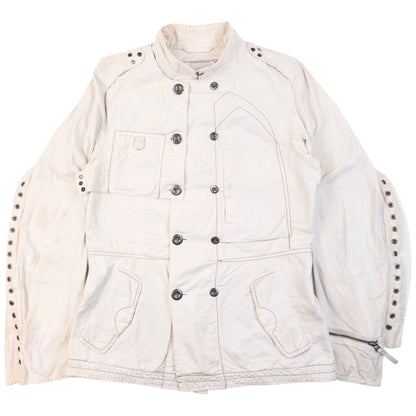 Vintage 2000s Marithe + Francois Girbaud Eyelet Jacket Womens Size L | Large, Cream