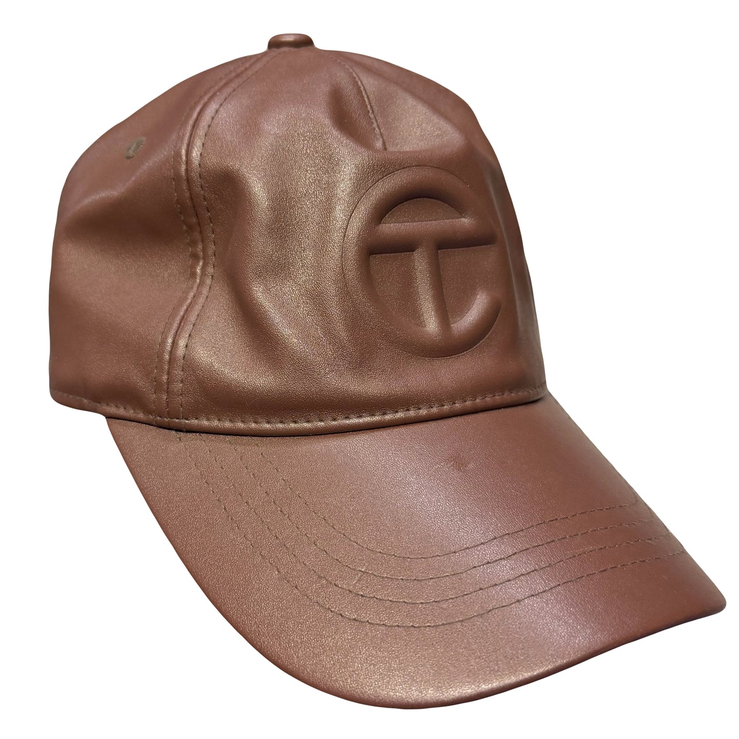 Telfar Embossed Leather Cap In Brown (OS) | O/S, Brown