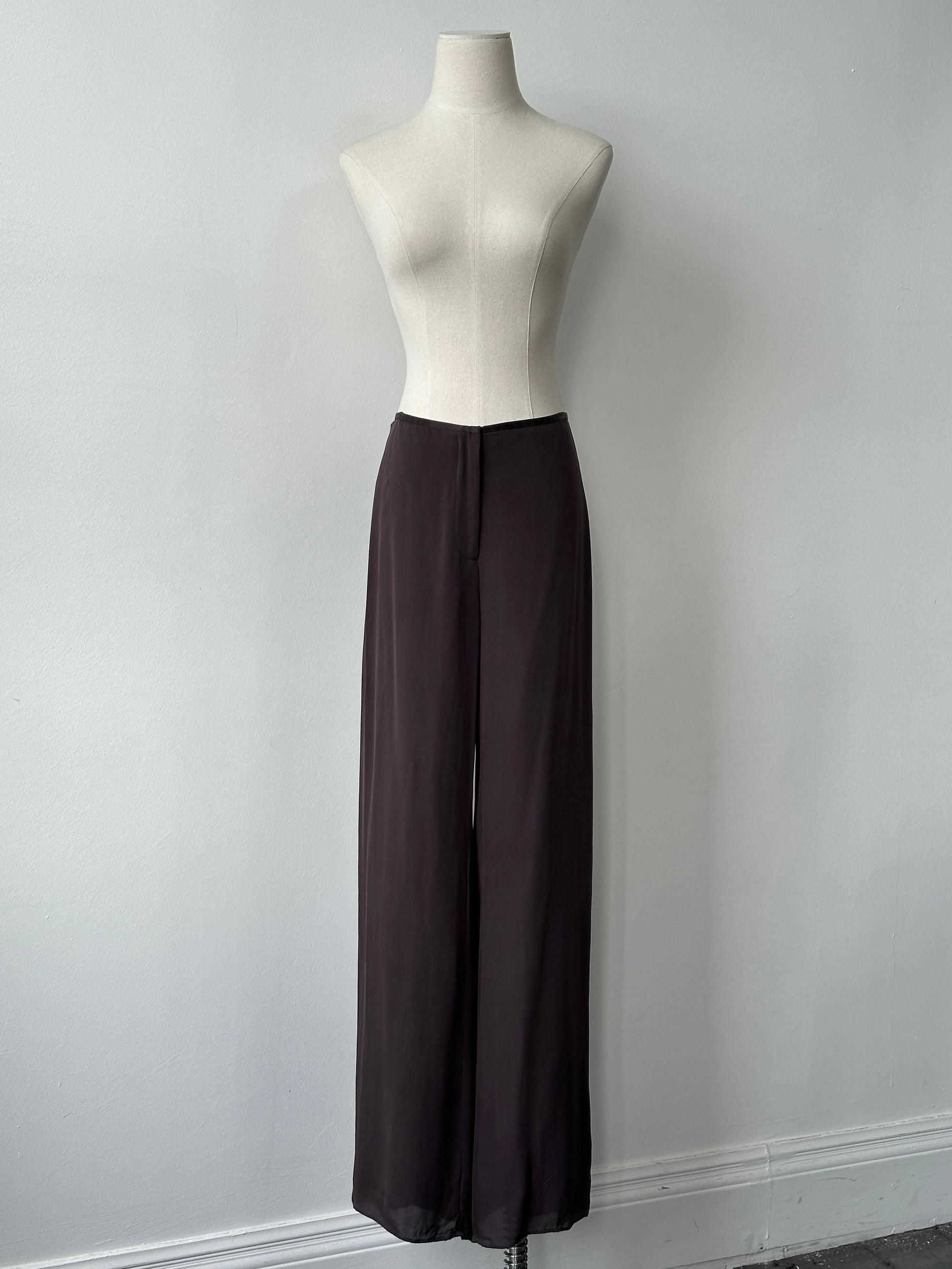 Vintage 2000s Pure Silk Wide Leg Trousers - W28