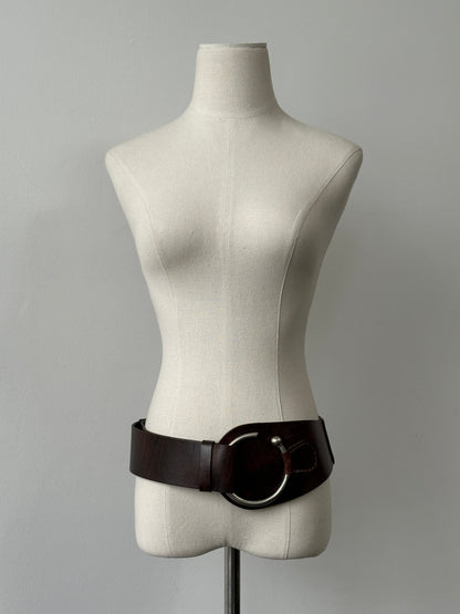 Vintage 2000s Leather Chunky Belt - One size