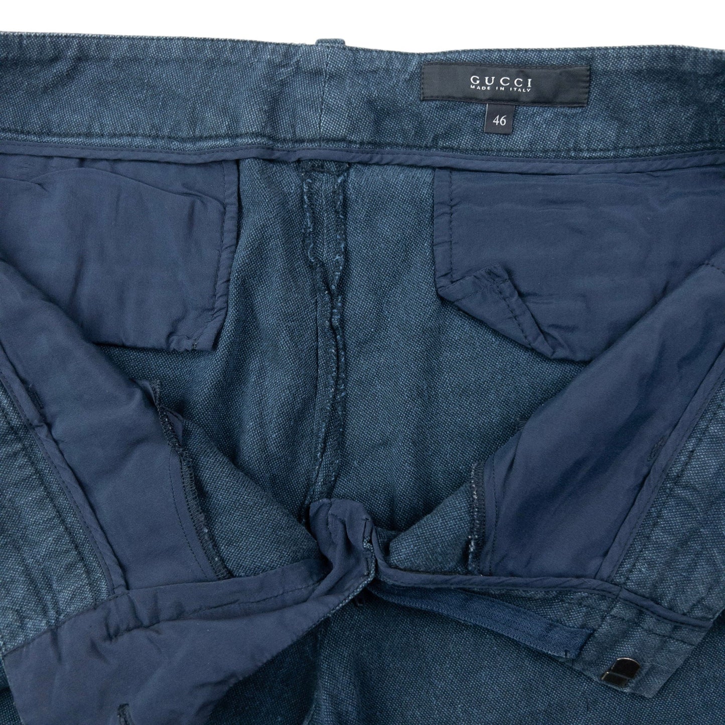 Vintage 2000s Gucci Linen Trousers Size W35 | W35, Navy