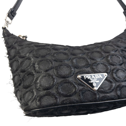 Vintage 2000s Prada Polka Dot Baguette Shoulder Bag | O/S, Black