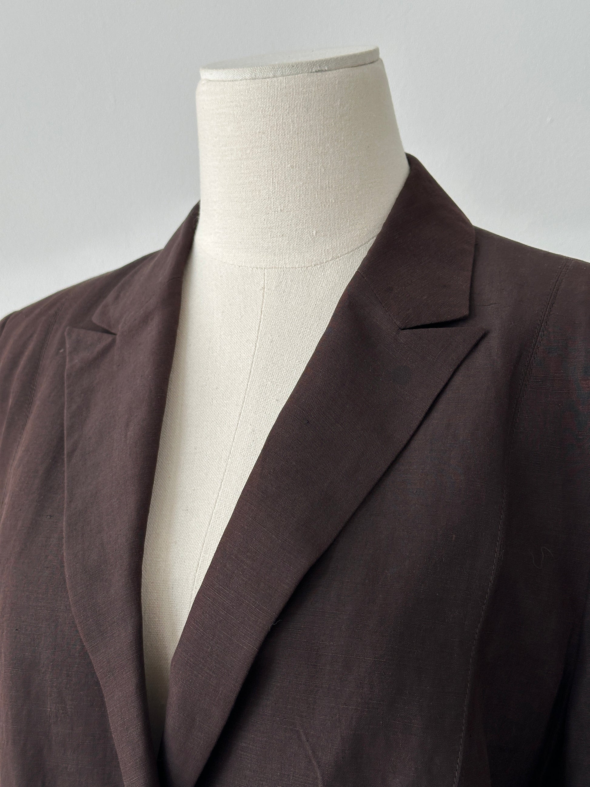 Vintage 1990s Silk Linen Single Breasted Jacket - M-L