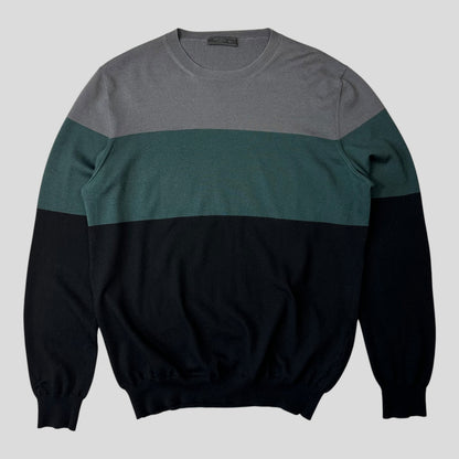 Prada 2015 Tri-colour Virgin Wool Lightweight Crewneck Jumper - M/L | Default Title, Multicoloured