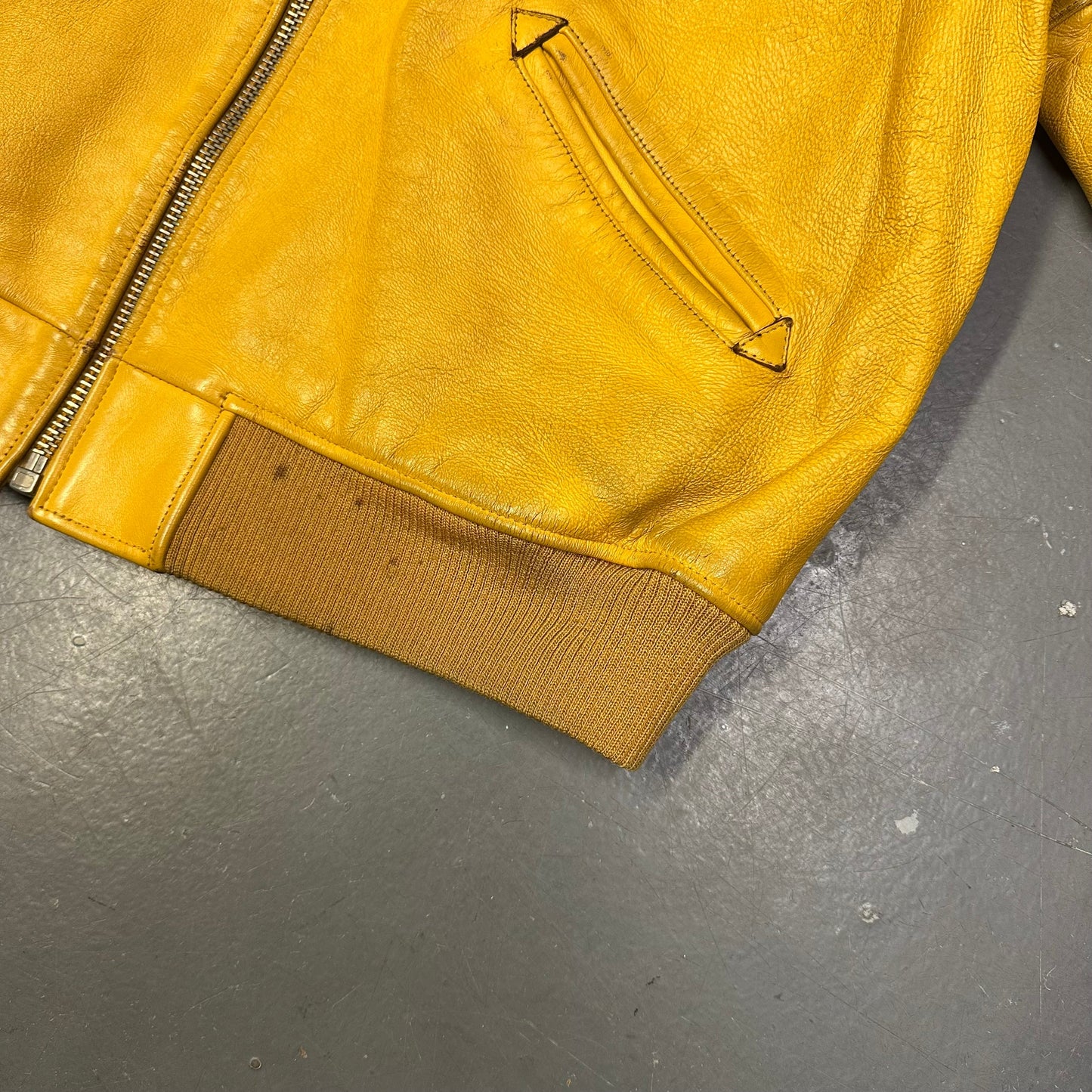Avirex Leather Jacket In Yellow ( XXL )