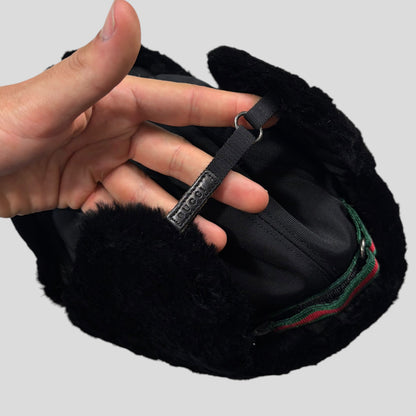Gucci by Tom Ford 00’s Nylon Canvas Fur Trapper Hat - S | O/S, Black