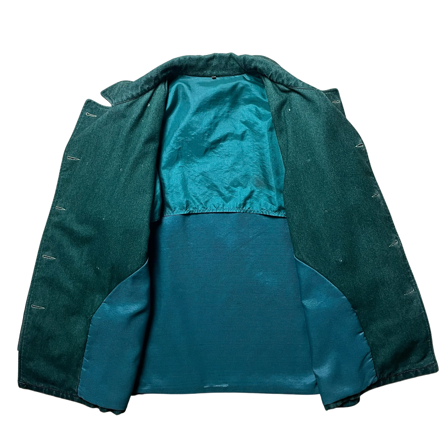 A/W 1985 Jade Green Waterproof Wool Double Breasted Pea Coat