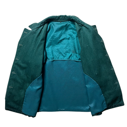 A/W 1985 Jade Green Waterproof Wool Double Breasted Pea Coat