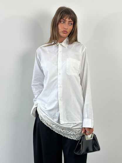 Christian Dior Monsieur Paris 1990s Cotton Textured Logo Shirt - M/L