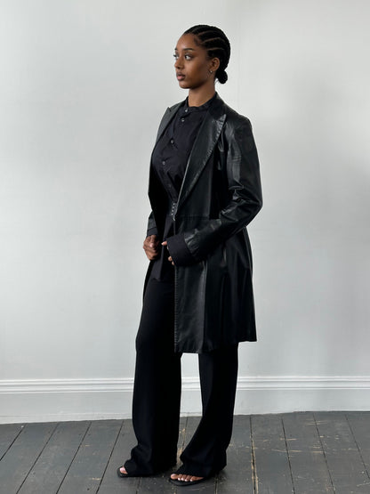 Gianni Versace Versus 1990s Leather Trench Coat - S/M