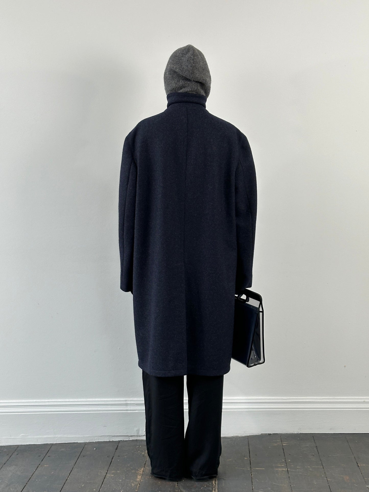 Vintage 1990s Pure Wool High Neck Single Breasted Coat - XL/XXL