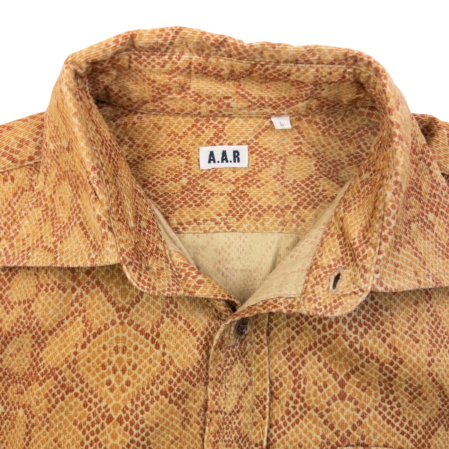 Vintage 2000s Yohji Yamamoto A.A.R Snake Print Long Sleeve Button Up Shirt Size S | Small, Orange