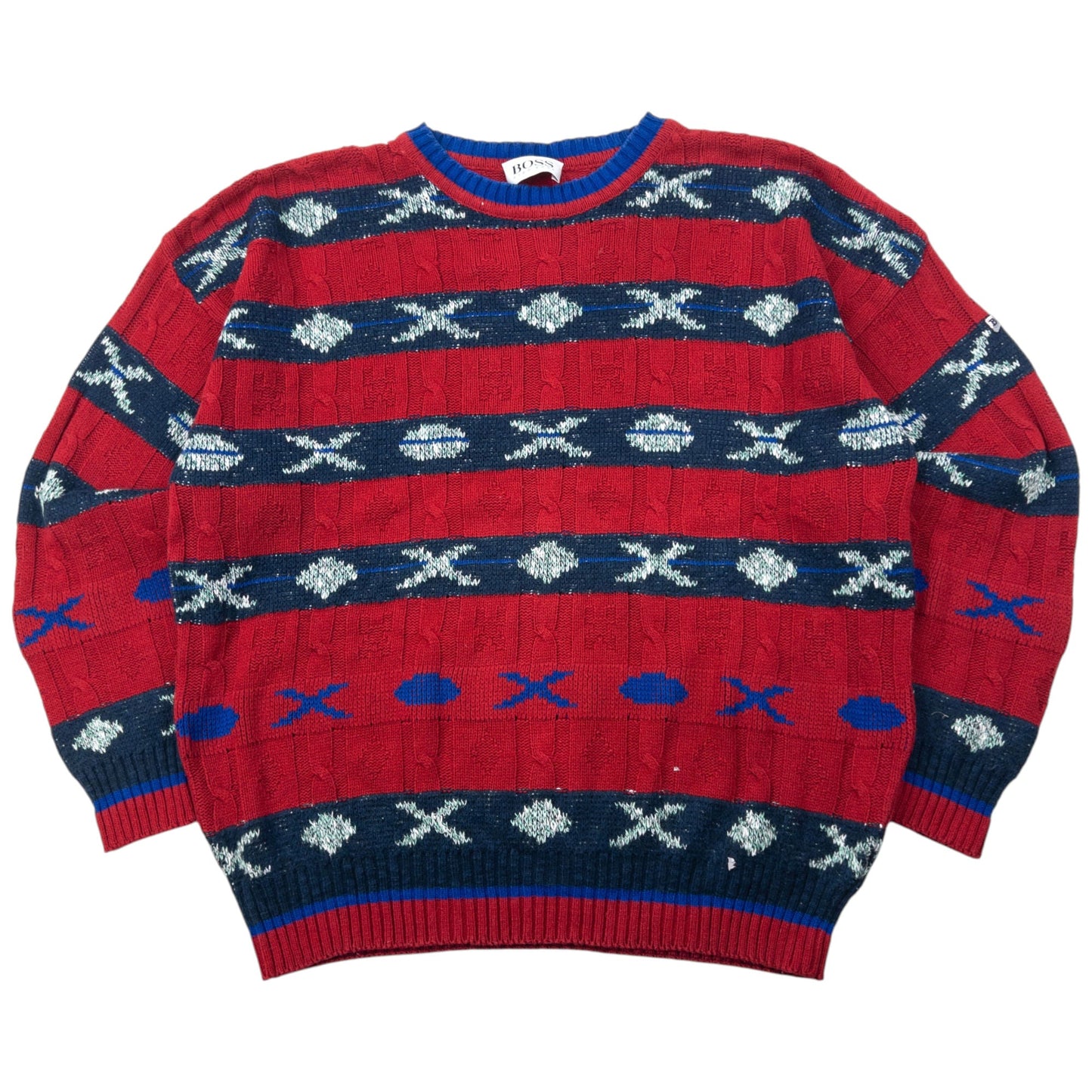 Vintage 90s Hugo Boss Knit Pattern Jumper Size L